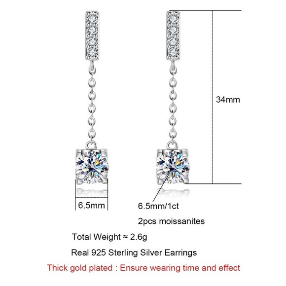 Certified 2ct. t.w. Moissanite Diamond Drop Earrings NEW A - Picture 7 of 14